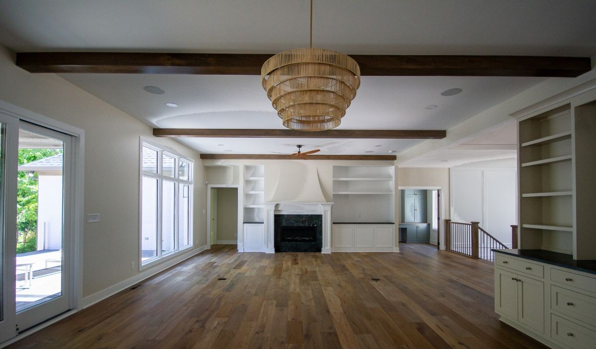 Engineered hardwood flooring in an Avon, Indiana great room installed by Brewer Custom Floors